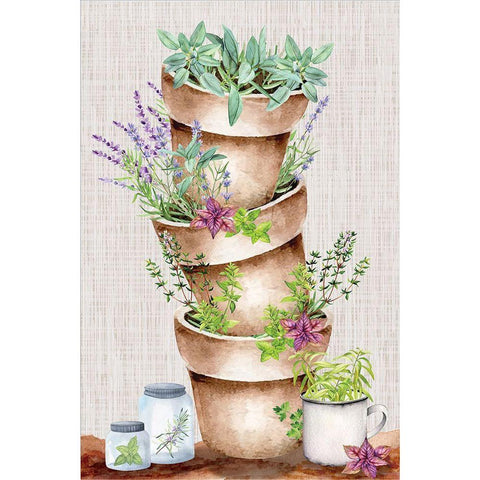 Kitchen Herbs White Modern Wood Framed Art Print by ND Art