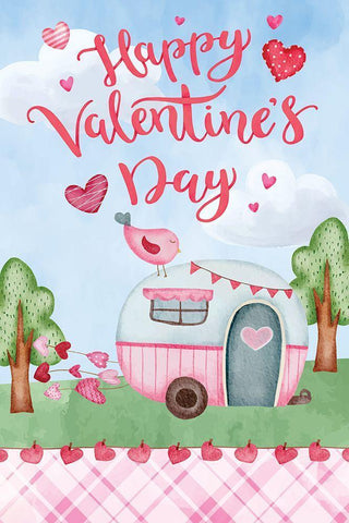 Happy Valentines Day Black Ornate Wood Framed Art Print with Double Matting by ND Art