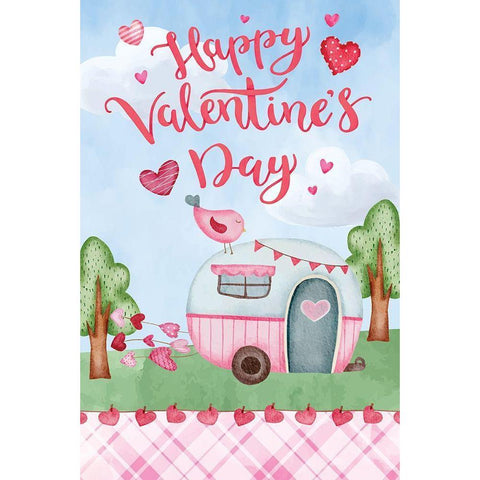 Happy Valentines Day Black Modern Wood Framed Art Print with Double Matting by ND Art