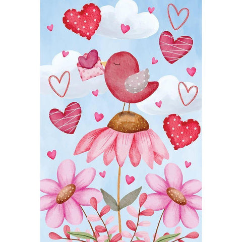 Valentines Birds Black Modern Wood Framed Art Print by ND Art