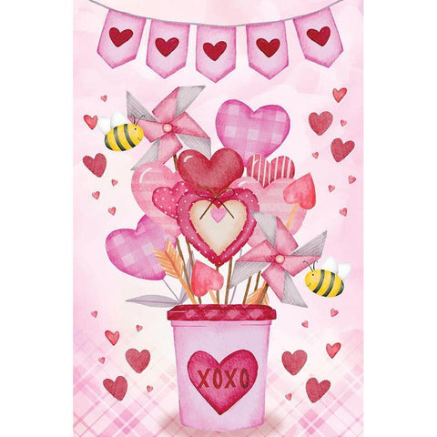 Bee My Valentines Black Modern Wood Framed Art Print with Double Matting by ND Art