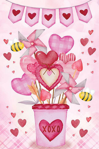 Bee My Valentines Black Ornate Wood Framed Art Print with Double Matting by ND Art