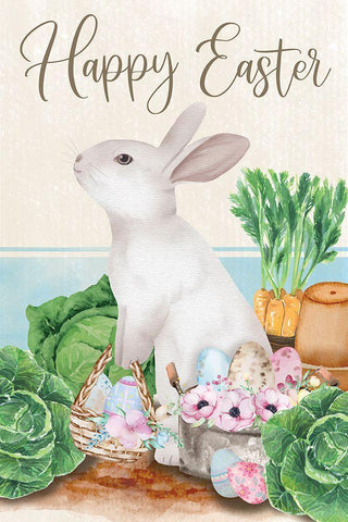 Happy Easter White Modern Wood Framed Art Print with Double Matting by ND Art