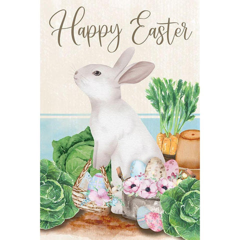 Happy Easter Gold Ornate Wood Framed Art Print with Double Matting by ND Art