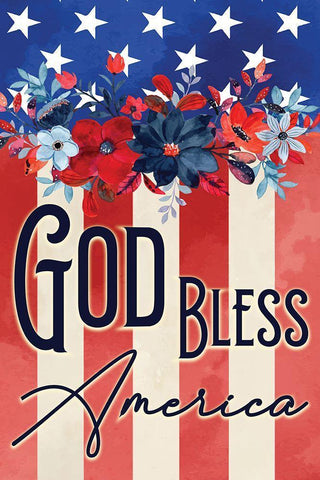 God Bless America White Modern Wood Framed Art Print with Double Matting by ND Art