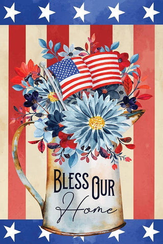 Bless Our Home White Modern Wood Framed Art Print with Double Matting by ND Art