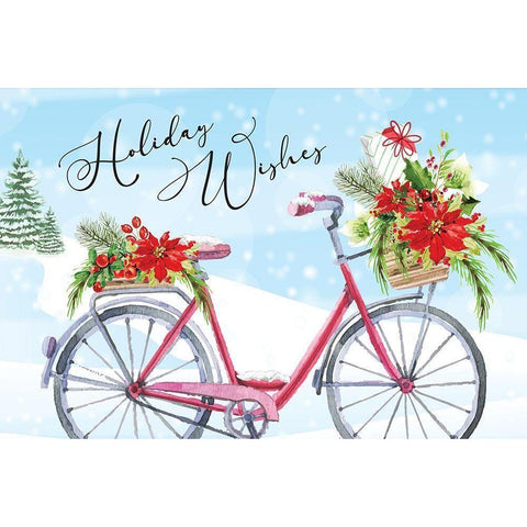 Holiday Wishes Gold Ornate Wood Framed Art Print with Double Matting by ND Art