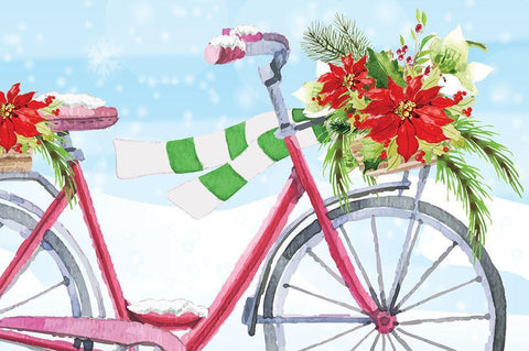 Christmas Bike White Modern Wood Framed Art Print with Double Matting by ND Art