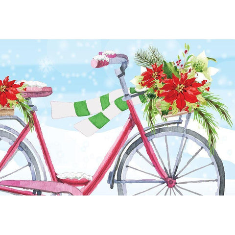 Christmas Bike Black Modern Wood Framed Art Print with Double Matting by ND Art