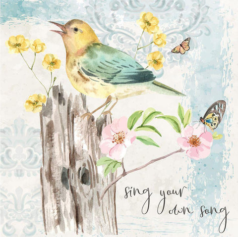 Sing Your Own Song White Modern Wood Framed Art Print with Double Matting by ND Art