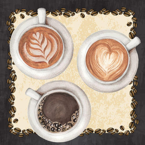 3 Cups White Modern Wood Framed Art Print with Double Matting by ND Art