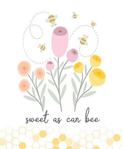 Sweet as Can Bee Black Modern Wood Framed Art Print by ND Art