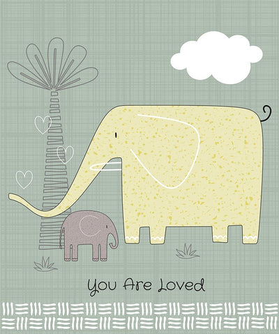 Loved Elephant White Modern Wood Framed Art Print with Double Matting by ND Art