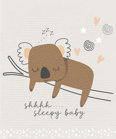 Sleepy Baby Koala White Modern Wood Framed Art Print with Double Matting by ND Art