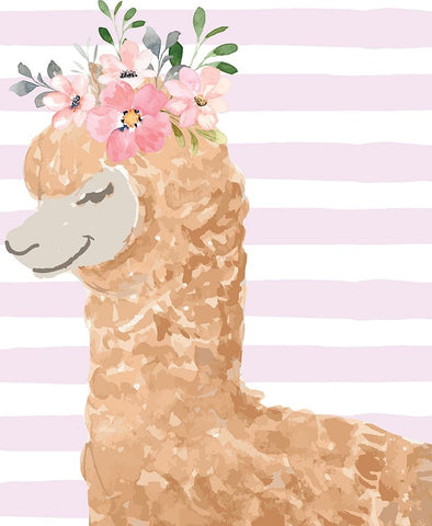 Llama White Modern Wood Framed Art Print with Double Matting by ND Art