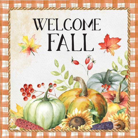 Welcome Fall Black Modern Wood Framed Art Print with Double Matting by ND Art