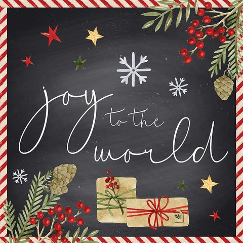 Joy to the World Gold Ornate Wood Framed Art Print with Double Matting by ND Art