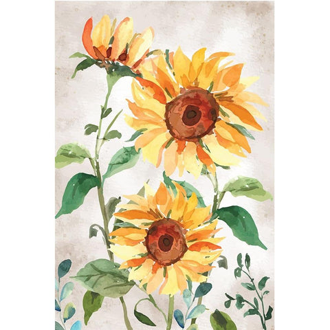 Sunflowers White Modern Wood Framed Art Print by ND Art