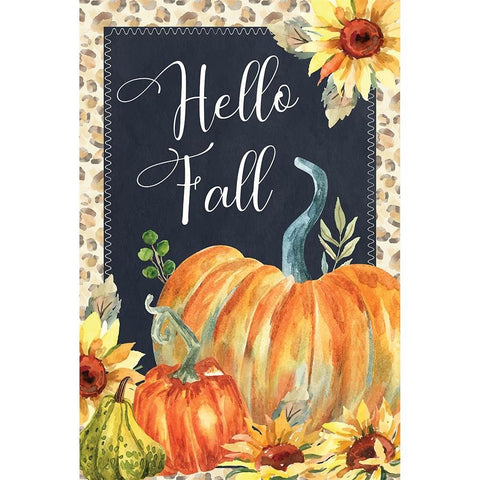 Hello Fall Gold Ornate Wood Framed Art Print with Double Matting by ND Art