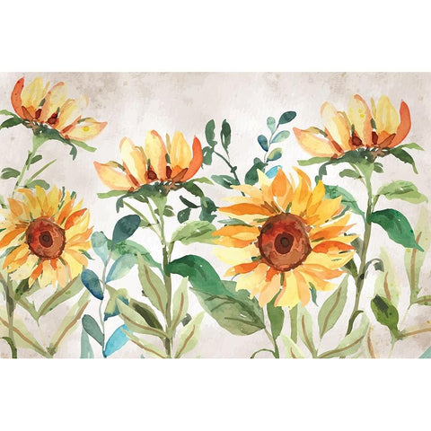 Sunflowers White Modern Wood Framed Art Print by ND Art