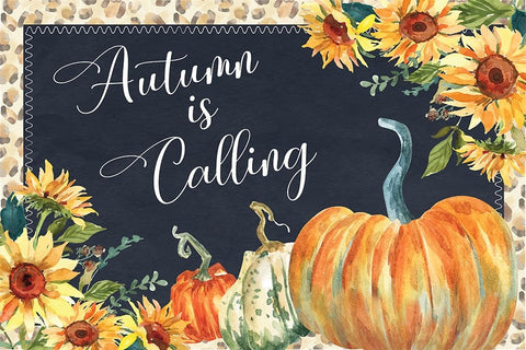 Autumn is Calling White Modern Wood Framed Art Print with Double Matting by ND Art