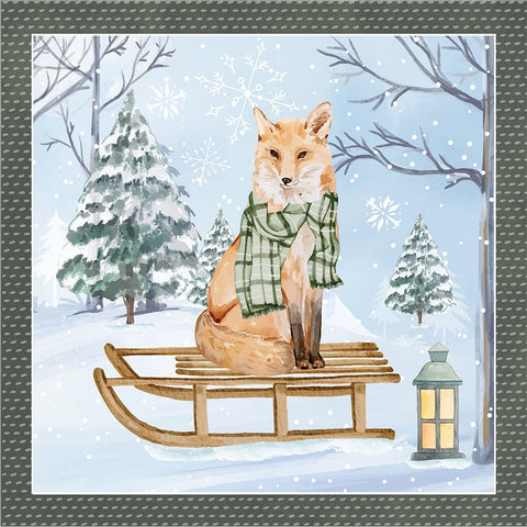 Winter Fox Black Ornate Wood Framed Art Print with Double Matting by ND Art