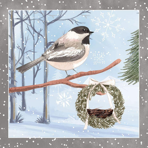 Chickadee Gold Ornate Wood Framed Art Print with Double Matting by ND Art