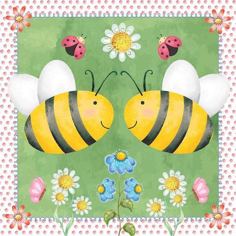 Bees White Modern Wood Framed Art Print by ND Art