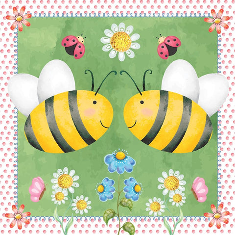 Bees White Modern Wood Framed Art Print with Double Matting by ND Art