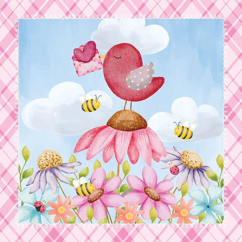 Love Bird White Modern Wood Framed Art Print by ND Art