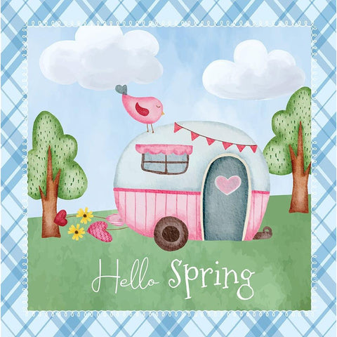 Hello Spring Gold Ornate Wood Framed Art Print with Double Matting by ND Art