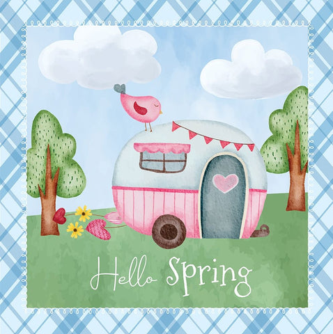 Hello Spring Black Ornate Wood Framed Art Print with Double Matting by ND Art