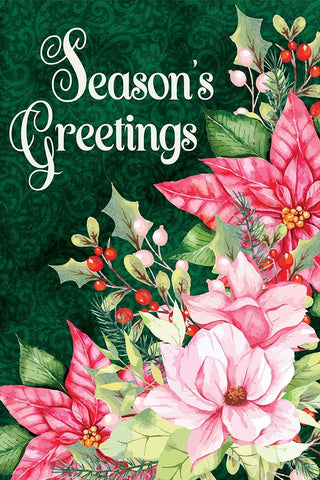 Seasons Greetings White Modern Wood Framed Art Print with Double Matting by ND Art