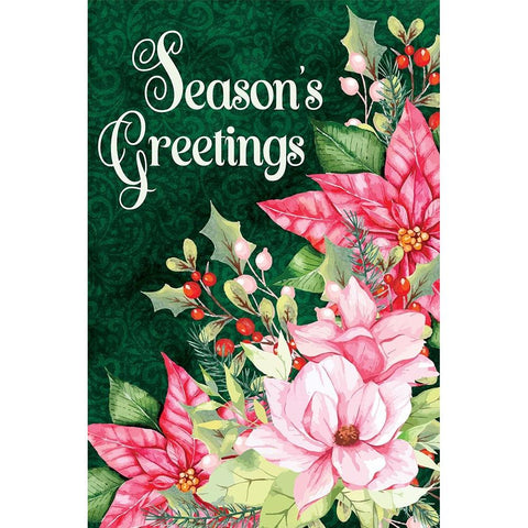 Seasons Greetings Gold Ornate Wood Framed Art Print with Double Matting by ND Art