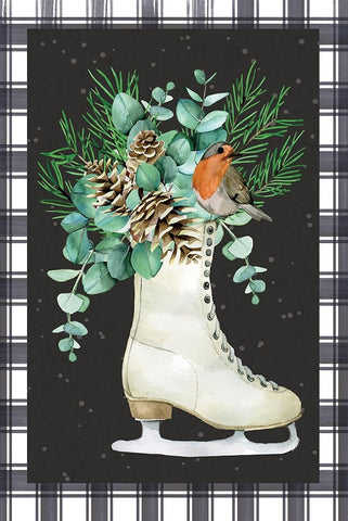 Ice Skate White Modern Wood Framed Art Print with Double Matting by ND Art