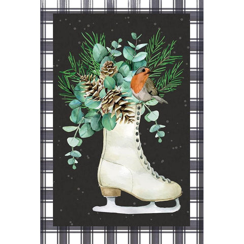 Ice Skate Gold Ornate Wood Framed Art Print with Double Matting by ND Art