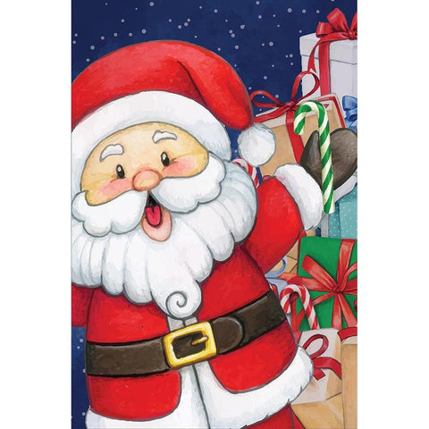 Santa Black Modern Wood Framed Art Print by ND Art