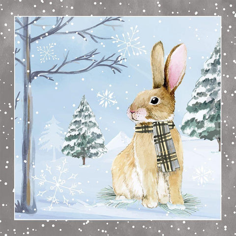 Snow Bunny Gold Ornate Wood Framed Art Print with Double Matting by ND Art
