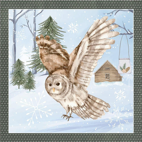 Snow Owl White Modern Wood Framed Art Print by ND Art