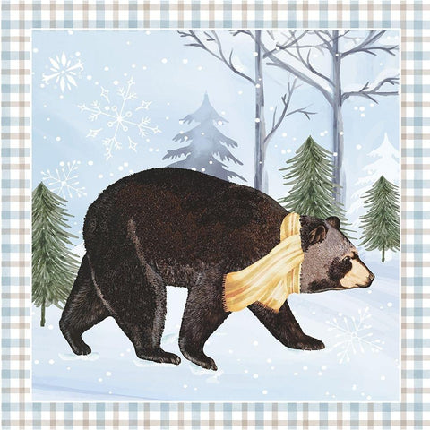 Winter Bear Black Modern Wood Framed Art Print with Double Matting by ND Art