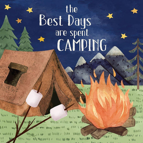 Best Camping Days White Modern Wood Framed Art Print by ND Art