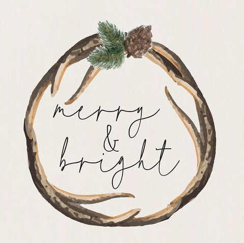 Merry and Bright White Modern Wood Framed Art Print with Double Matting by ND Art