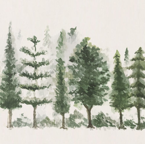 Trees White Modern Wood Framed Art Print with Double Matting by ND Art