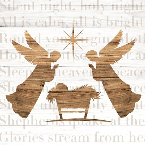 Nativity White Modern Wood Framed Art Print with Double Matting by ND Art