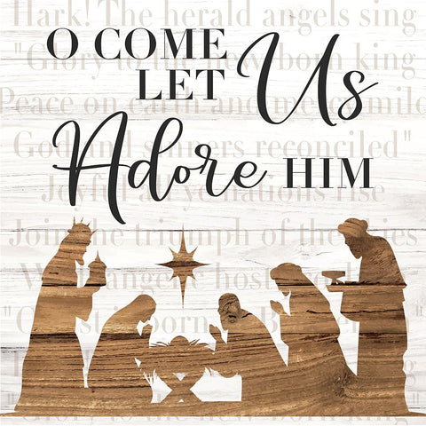 Let Us Adore Him Black Ornate Wood Framed Art Print with Double Matting by ND Art