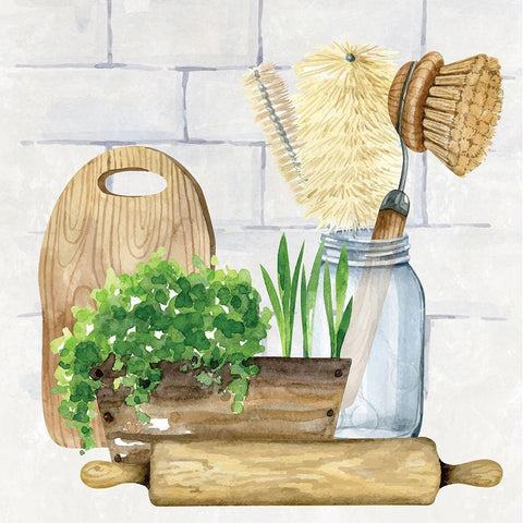 Kitchen Scene II White Modern Wood Framed Art Print by ND Art