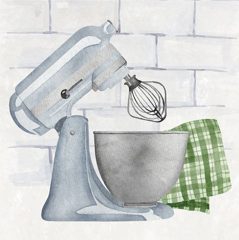 Kitchen Mixer Black Ornate Wood Framed Art Print with Double Matting by ND Art