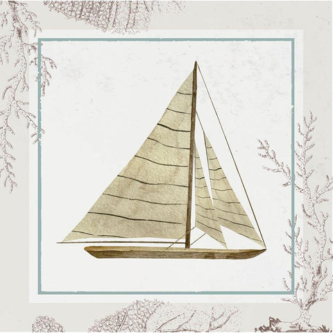 Sail Boat White Modern Wood Framed Art Print by ND Art