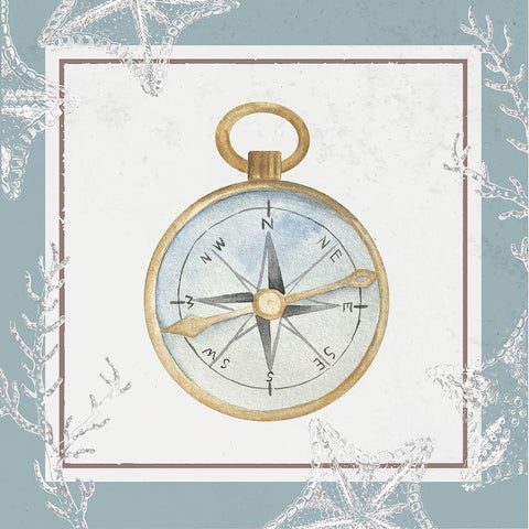 Compass White Modern Wood Framed Art Print by ND Art