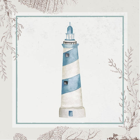 Lighthouse White Modern Wood Framed Art Print with Double Matting by ND Art